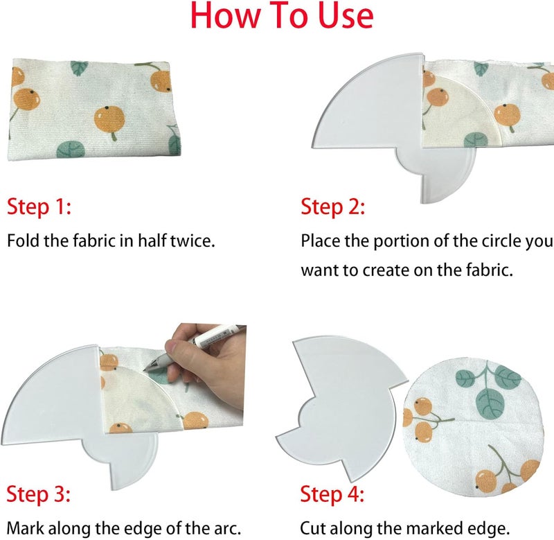 spansee Circle and Arcs Quilting Templates, Quilting Rulers, Sewing Templates for DIY Quilting Sewing Crafts, Quilting Supplies, Helps You Create Circles and Arcs in Four Sizes - Image 4